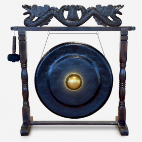 Grand Gong de Méditation avec Support Antique Marron - 80cm - Noir