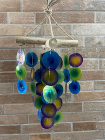 Carillon en bois - Croix - Vert et violet