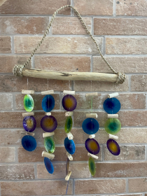 Carillon en bois flottant - vert et violet