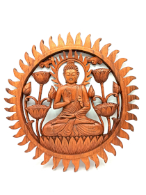 Panel en Bois - Buddha & Lotus - 40cm