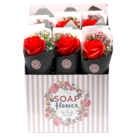 72x Fleurs Uniques et Présentoir - Bouquet De Rose