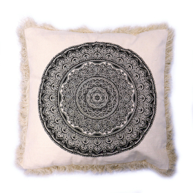 4x Housse de Coussin Mandala Traditionnel - 45x45cm - Noir