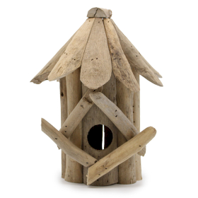 4x Mangeoir pour Oiseaux en Bois Flotté - Petit