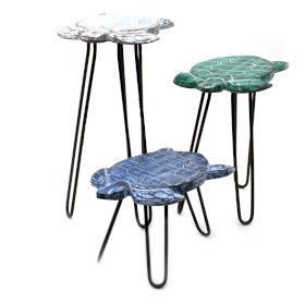 Ensemble de 3 Supports pour Plantes en Bois d\'Albasia - Tortues