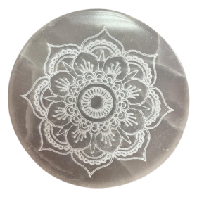 Moyenne Plaque de Sélénite 10cm -  Mandala Design