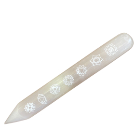 Baguette Sélénite - 16 cm (Pointe une Extrémité) 7 Chakra