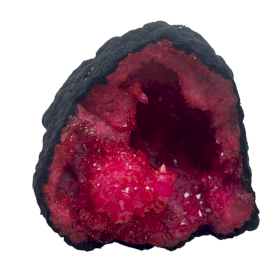 Géodes de calcite colorées - Roche noire - Rouge foncé