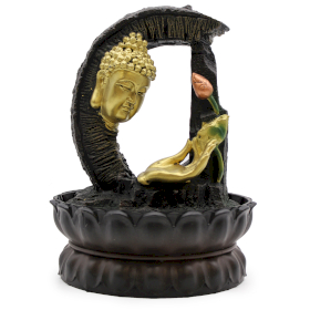 Fontaine à Eau d\'Intérieur - 30cm - Bouddha Doré & Lotus