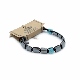 3x Bracelet Shamballa Hématite Magnétique - Cuboïdes Turquoise
