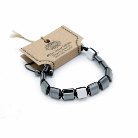 3x Bracelet Shamballa Hématite Magnétique -  Cuboïdes de Jaspe Blanc