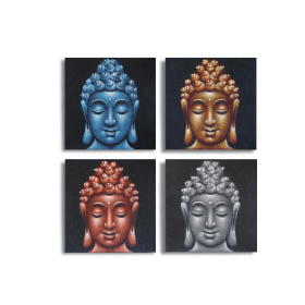 Lot de 4 Têtes de Bouddha Détail Sable 30x30cm