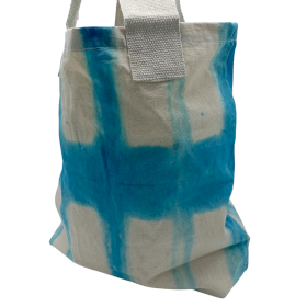 Sac en Coton Naturel Tye-Dye (8oz) - 38x42x12cm - Blocs Bleu Ciel - Sangle Naturelle