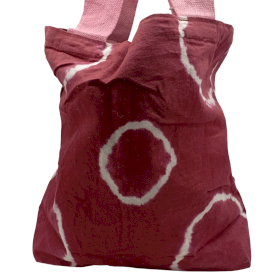 Sac en Coton Naturel Tye-Dye (8oz) - 38x42x12cm - Anneaux Maron - Sangle Rose