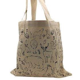 Grand Sac de Shopping en Coton - 38x42cm - Vie en Forêt - 10oz