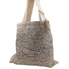 Grand Sac de Shopping en Coton - 38x42cm - Vie Marine - 10oz