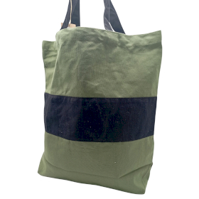 Grand Sac de Shopping en Coton - 38x42x12cm - Vert & Noir - 10oz