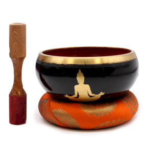 Ensemble de Grands Bols Chantants Buddha - Noir/Orange 14cm