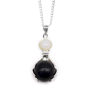 Pendentif Mains Guérisseur Pierres Précieuses - Agate Noire