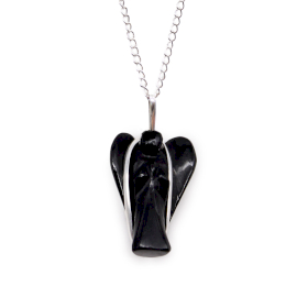 Pendentif Ange Gardien Pierre Gemme - Agate Noire