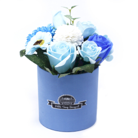 Petit Bouquet Cadeau en Pot - Bleu Apaisant