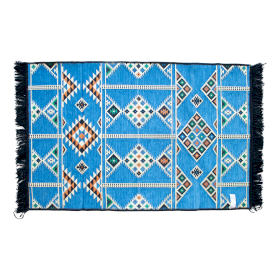 Tapis Kilim 125x80 cm - Bleu Ciel