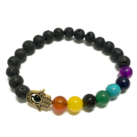 4x Bracelet Pierre de Lave - Hamsa Chakra