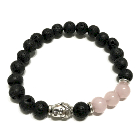 4x Bracelet Pierre de Lave - Buddha Rose Quartz