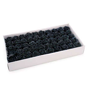 50x Fleur de Savon pour Bouquet - Rose Moyenne - Noir avec Bordure Blanche