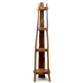 Meuble d\'Angle en Teck Naturel 4 Étagères - Hauteur 135 cm