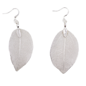 Boucles d\'Oreilles - Feuilles Gouttes - Argenté