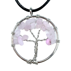 Pendentif Arbre de Vie - Quartz Rose