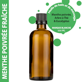 10x Huile de Bain et de Massage - Fraicheur Menthe Poivrée - 100ml - Marque Blanche