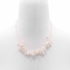 Collier de Gemmes Longues - Quartz Rose