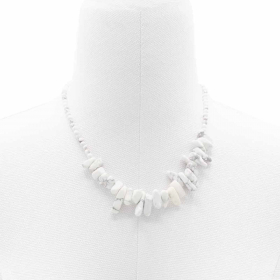 Collier de Gemmes Longues - Jaspe Blanc