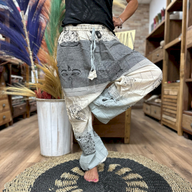 Pantalons de Yoga et Festival - Taille Haute Imprimés Himalayens sur Gris