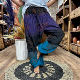 Pantalons de Yoga et Festival - Taille Haute Imprimés Himalayens sur Violet