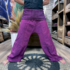 Pantalons de Yoga et Festival - Pêcheur Thai Mandala Mantra sur Violet