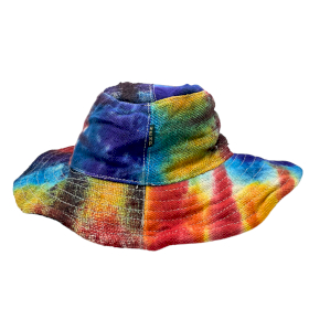 3x Chapeau de Festival Boho en Chanvre et Coton Patché et Tressé - Tie Dye