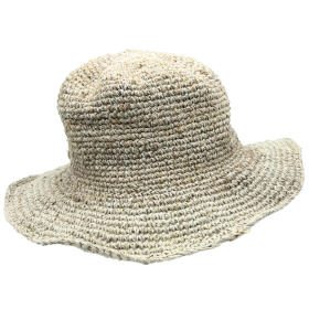 3x Chapeau de Festival Boho en Chanvre et Coton Tricoté à la Main - Naturel
