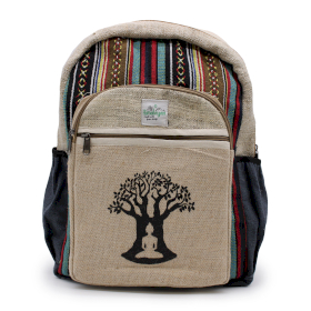 Grand Sac à Dos en Chanvre - Design Arbre Bodhi