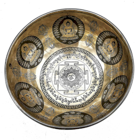 Bol Gravé de Guérison Tibétain- 21cm - Om & Bouddha