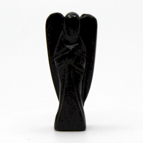 Ange en Pierre Précieuse Sculpté à la Main - Agate Noire