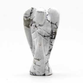 Ange en Pierre Précieuse Sculpté à la Main - Howlite Blanche