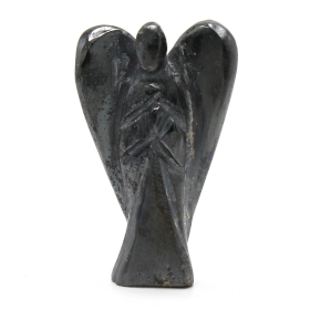 Ange en Pierre Précieuse Sculpté à la Main - Hématite