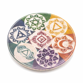 4x Porte-Encens Disque en Stéatite 10 cm - Sept Chakras