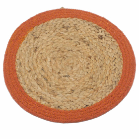 4x Set de Table Naturel - Jute & Coton 30cm - Bordure Argile