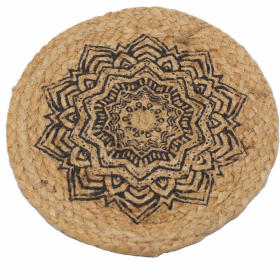 4x Set de Table Naturel - Jute 30cm - Imprimé Mandala