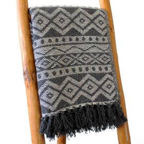 Plaid Confort Boho - 125x150cm - Gris Géométrique