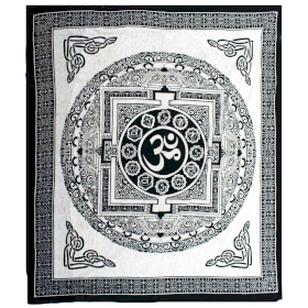Couvre-Lit Double Coton + Tenture Murale - Mono - OM Mandala