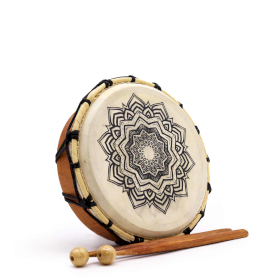 Tambour Chamanique Mandala avec Bâton - 20 cm